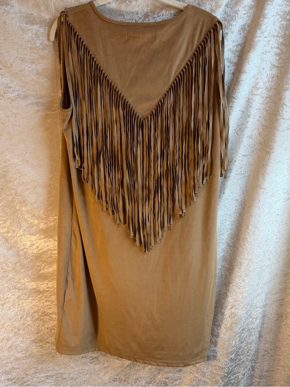 Montana Co. Tan Suede Fringe Western Midi Dress Size L - Picture 4 of 7